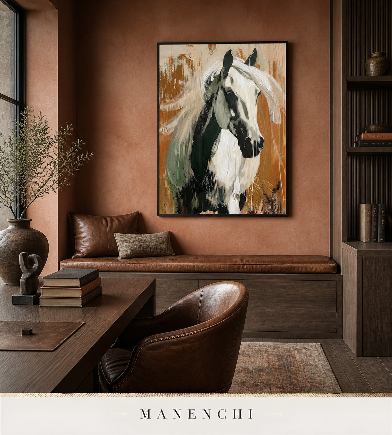 Russet Tresses | Wabi-Sabi Wall Art - original hand-painted painting by Manenchi, styled in a room setting