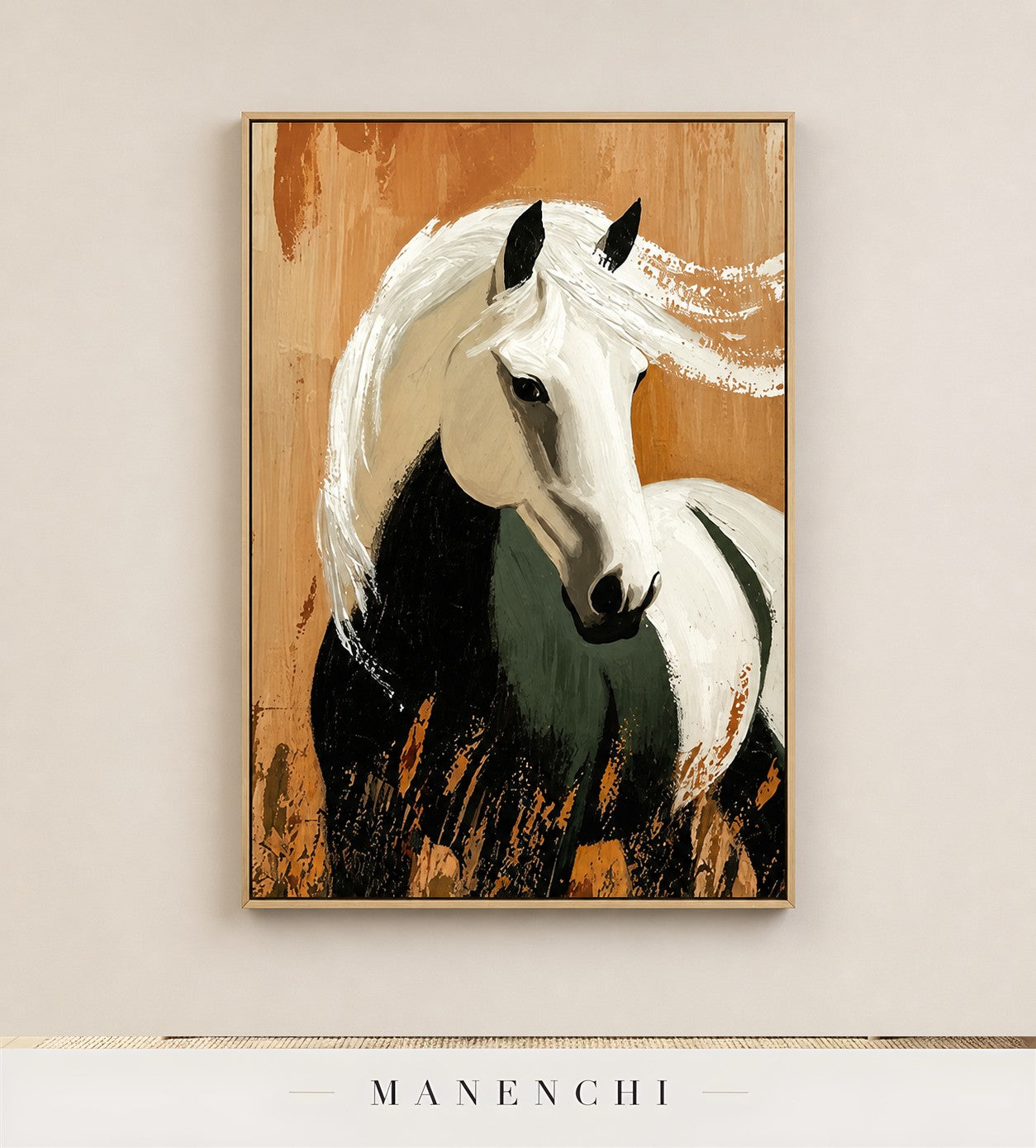 Stilled Outline | Contemporary Wall Art - original hand-painted painting by Manenchi, styled in a room setting