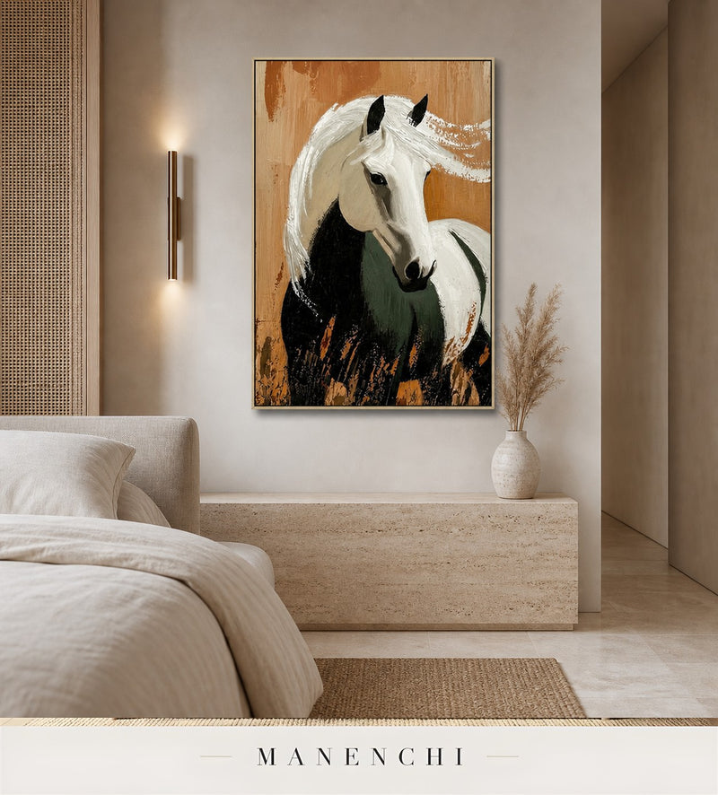 Stilled Outline | Contemporary Wall Art - original hand-painted painting by Manenchi, styled in a room setting