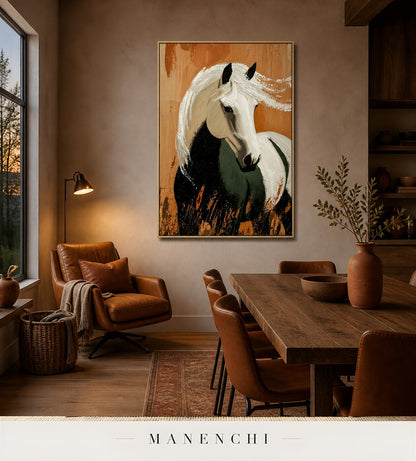 Stilled Outline | Contemporary Wall Art - original hand-painted painting by Manenchi, styled in a room setting
