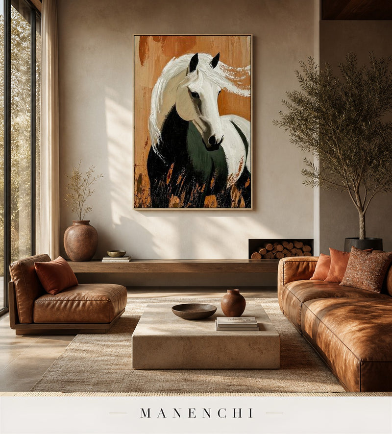 Stilled Outline | Contemporary Wall Art - original hand-painted painting by Manenchi, styled in a room setting