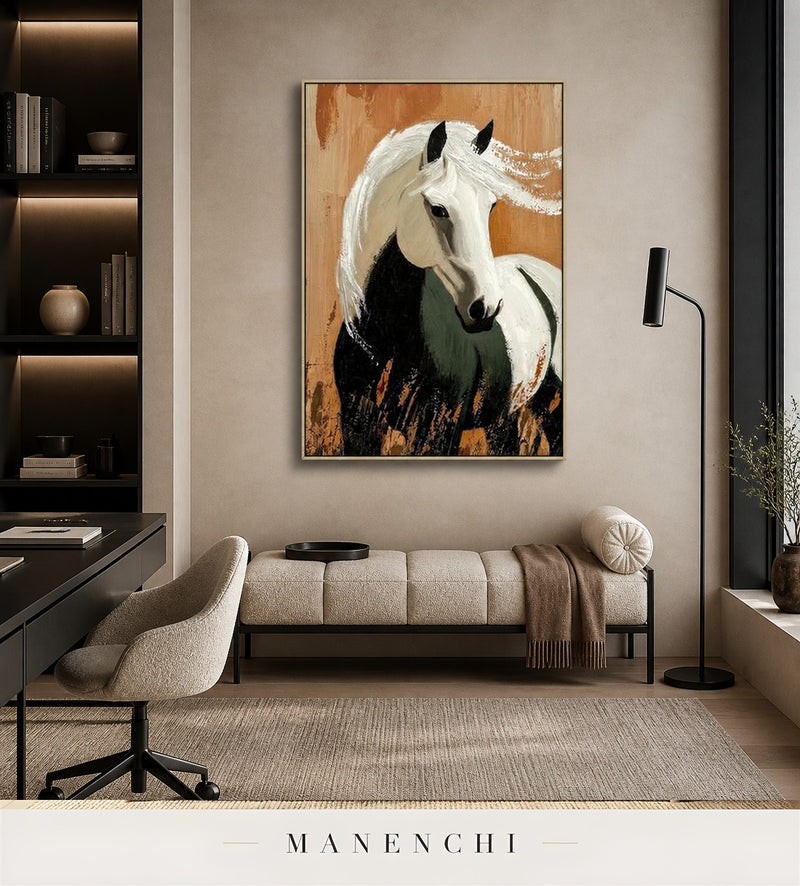 Stilled Outline | Contemporary Wall Art - original hand-painted painting by Manenchi, styled in a room setting