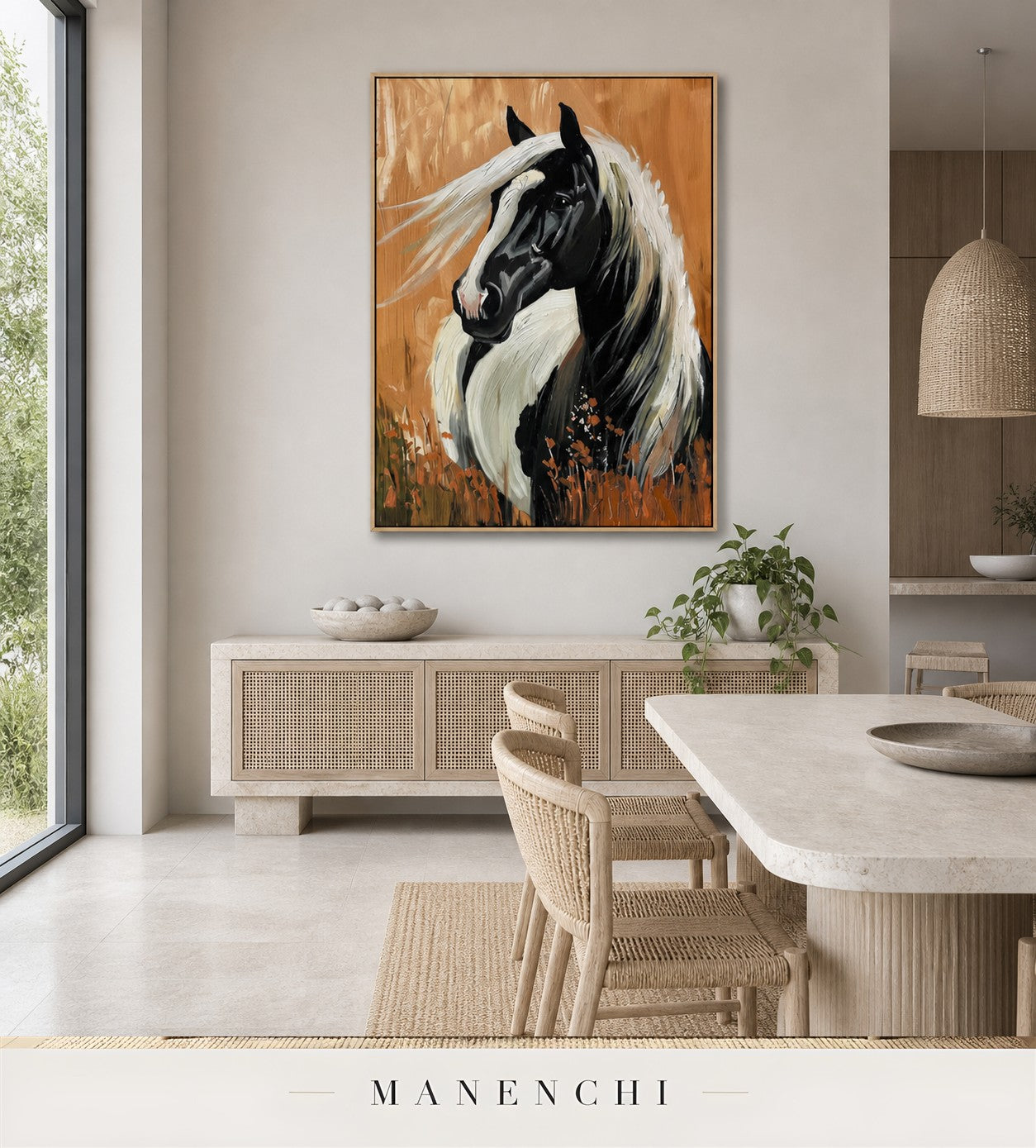Textural Plume | Contemporary Wall Art - original hand-painted painting by Manenchi, styled in a room setting