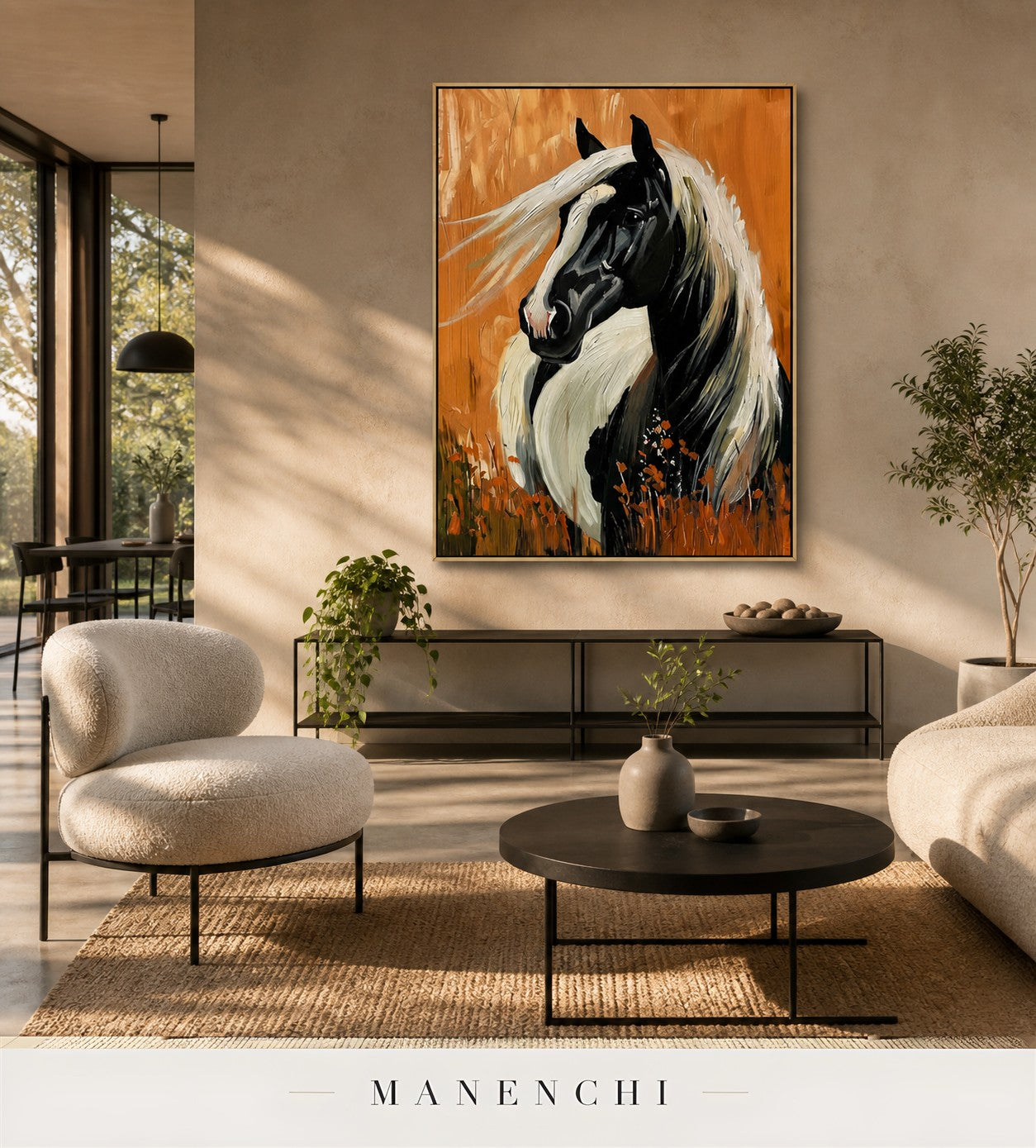 Textural Plume | Contemporary Wall Art - original hand-painted painting by Manenchi, styled in a room setting