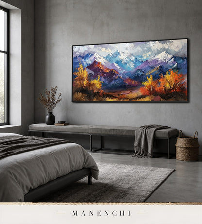 Scarped Peaks | Contemporary Wall Art - original hand-painted painting by Manenchi, styled in a room setting