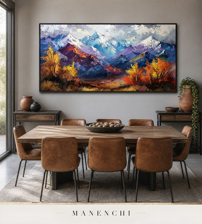 Scarped Peaks | Contemporary Wall Art - original hand-painted painting by Manenchi, styled in a room setting