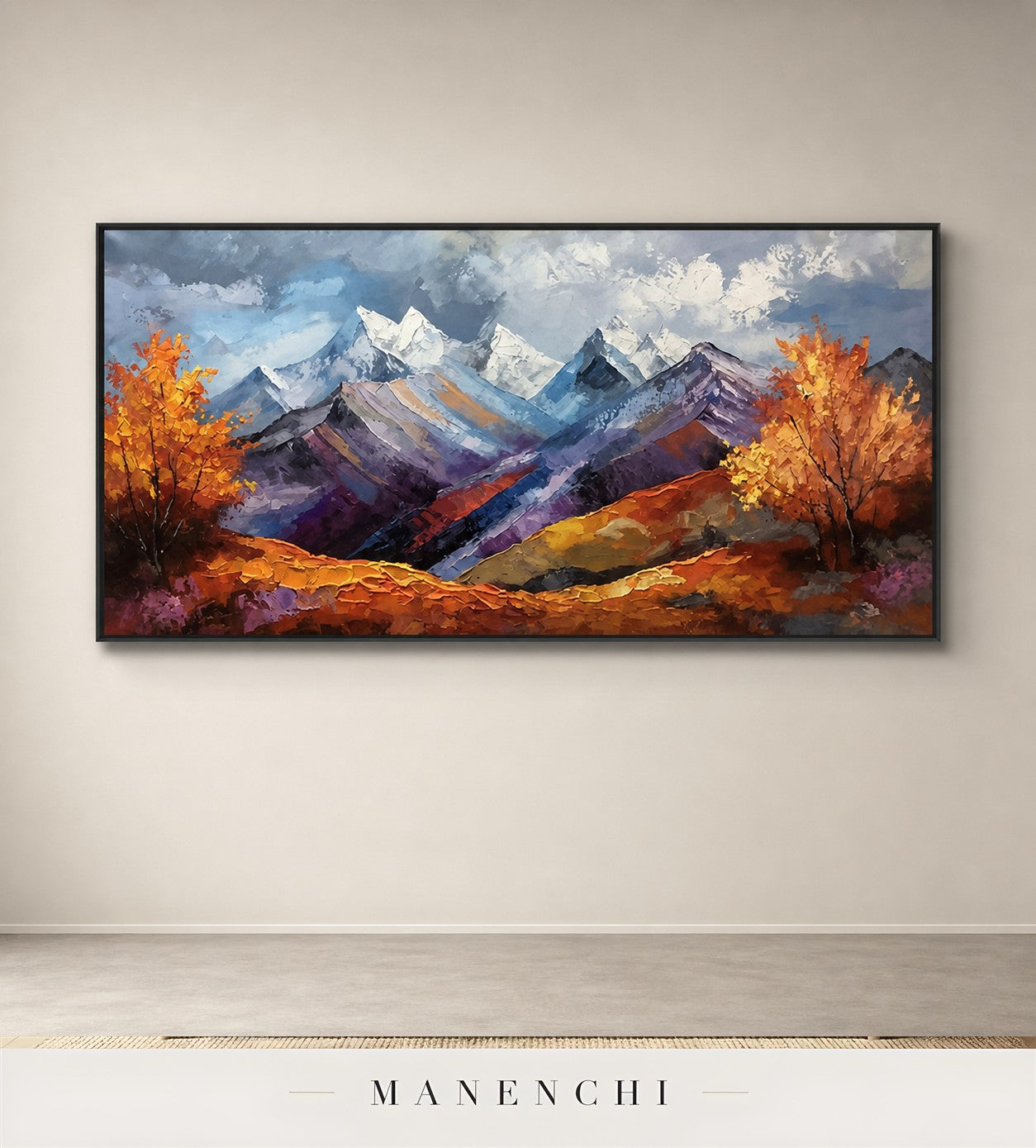 Corrugated Summit | Contemporary Wall Art - original hand-painted painting by Manenchi, styled in a room setting