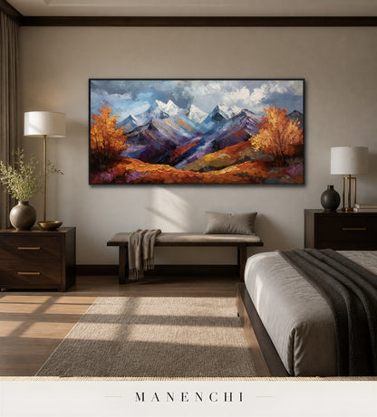 Corrugated Summit | Contemporary Wall Art - original hand-painted painting by Manenchi, styled in a room setting