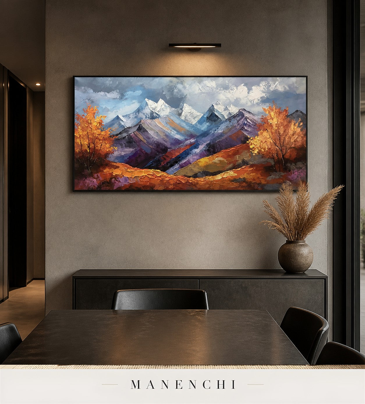 Corrugated Summit | Contemporary Wall Art - original hand-painted painting by Manenchi, styled in a room setting