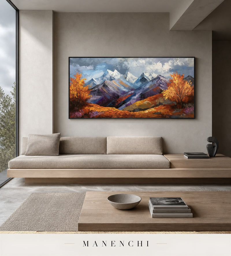 Corrugated Summit | Contemporary Wall Art - original hand-painted painting by Manenchi, styled in a room setting