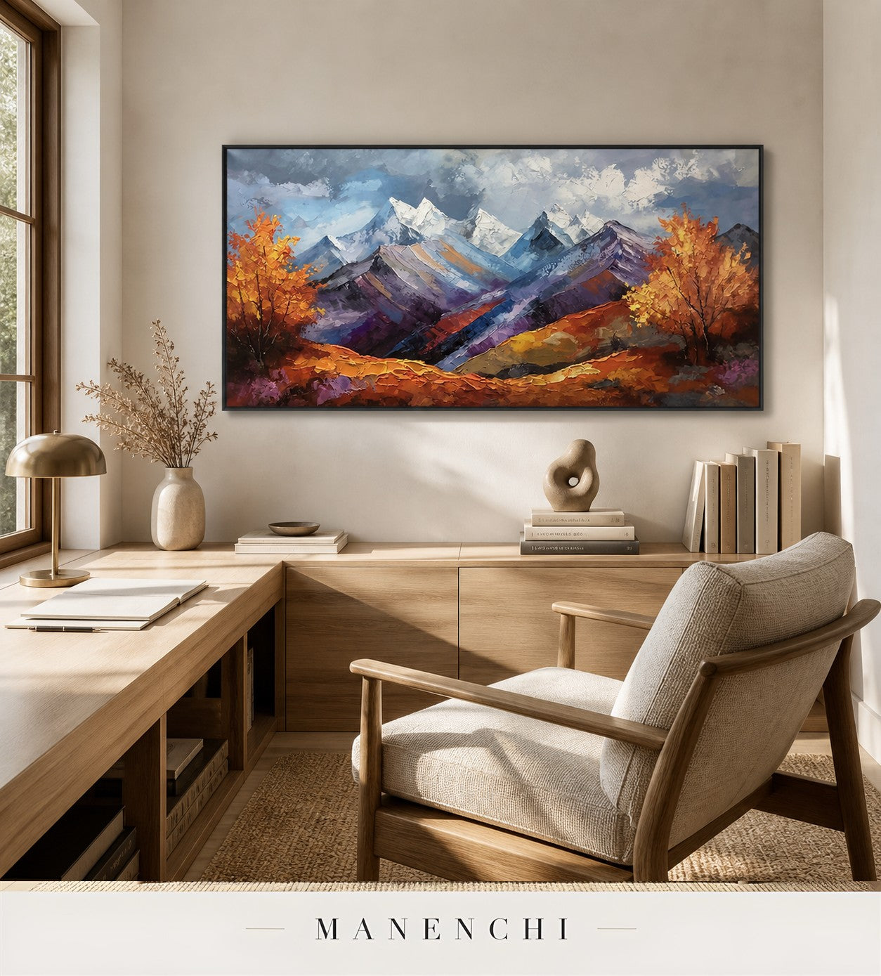 Corrugated Summit | Contemporary Wall Art - original hand-painted painting by Manenchi, styled in a room setting