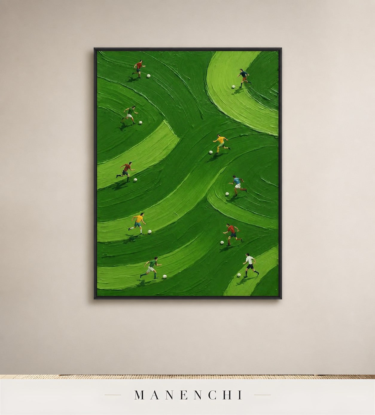 Green Gyre | Contemporary Wall Art - original hand-painted painting by Manenchi, styled in a room setting
