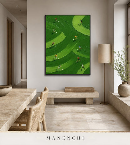 Green Gyre | Contemporary Wall Art - original hand-painted painting by Manenchi, styled in a room setting