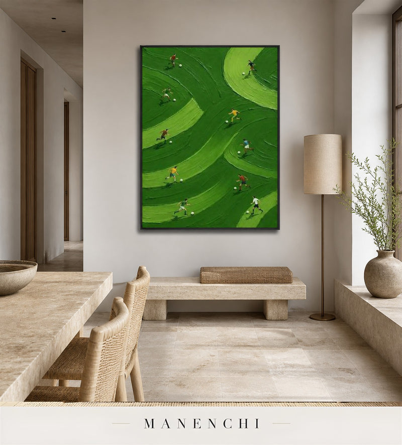 Green Gyre | Contemporary Wall Art - original hand-painted painting by Manenchi, styled in a room setting