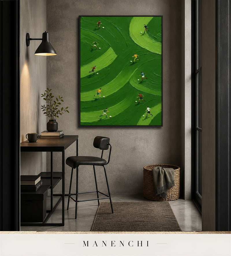 Green Gyre | Contemporary Wall Art - original hand-painted painting by Manenchi, styled in a room setting
