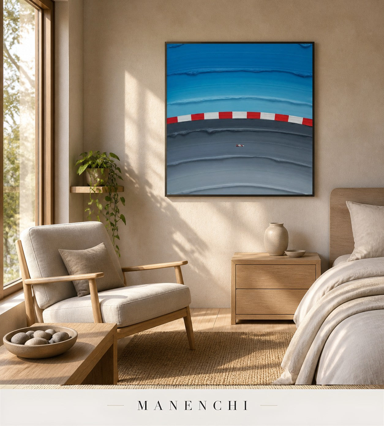 Gleaming Course | Contemporary Wall Art - original hand-painted painting by Manenchi, styled in a room setting