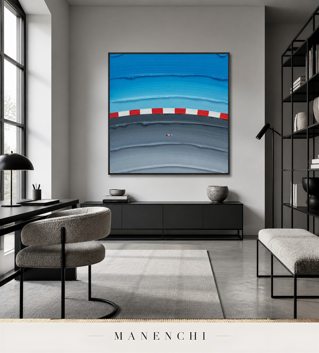 Gleaming Course | Contemporary Wall Art - original hand-painted painting by Manenchi, styled in a room setting