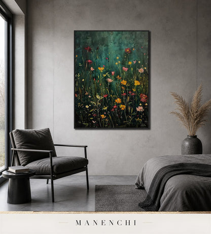 Emergent Thicket | Wabi-Sabi Wall Art - original hand-painted painting by Manenchi, styled in a room setting