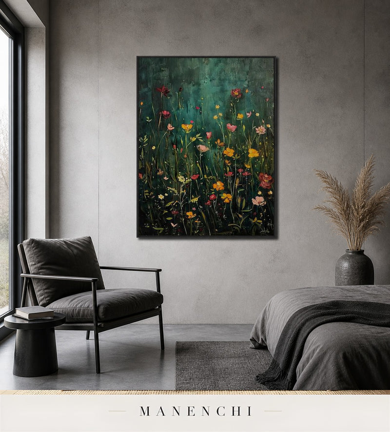 Emergent Thicket | Wabi-Sabi Wall Art - original hand-painted painting by Manenchi, styled in a room setting