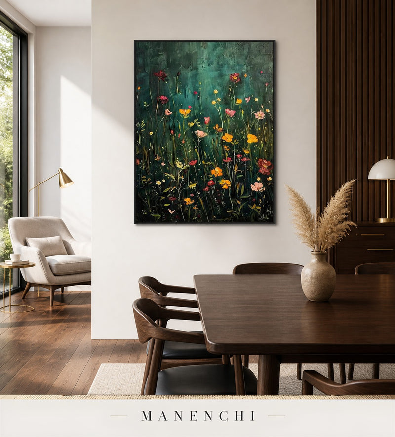 Emergent Thicket | Wabi-Sabi Wall Art - original hand-painted painting by Manenchi, styled in a room setting