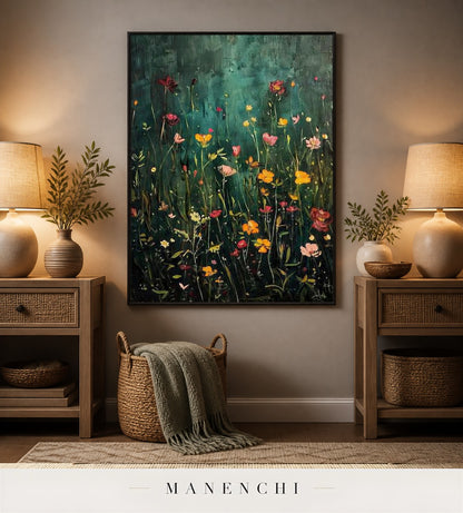 Emergent Thicket | Wabi-Sabi Wall Art - original hand-painted painting by Manenchi, styled in a room setting