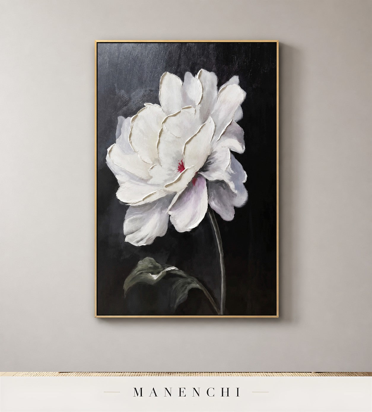 Opalescent Volute | Floral Wall Art - original hand-painted painting by Manenchi, styled in a room setting