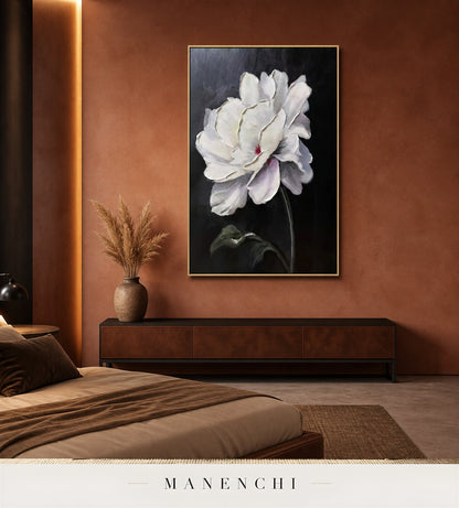 Opalescent Volute | Floral Wall Art - original hand-painted painting by Manenchi, styled in a room setting