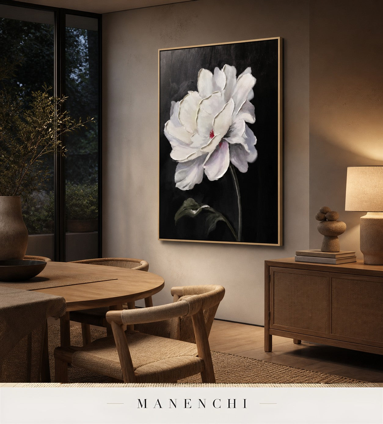 Opalescent Volute | Floral Wall Art - original hand-painted painting by Manenchi, styled in a room setting