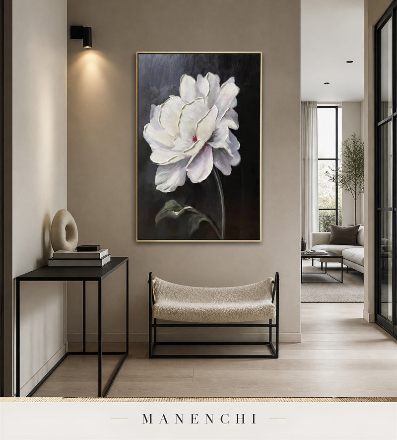 Opalescent Volute | Floral Wall Art - original hand-painted painting by Manenchi, styled in a room setting