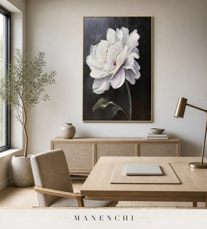 Opalescent Volute | Floral Wall Art - original hand-painted painting by Manenchi, styled in a room setting