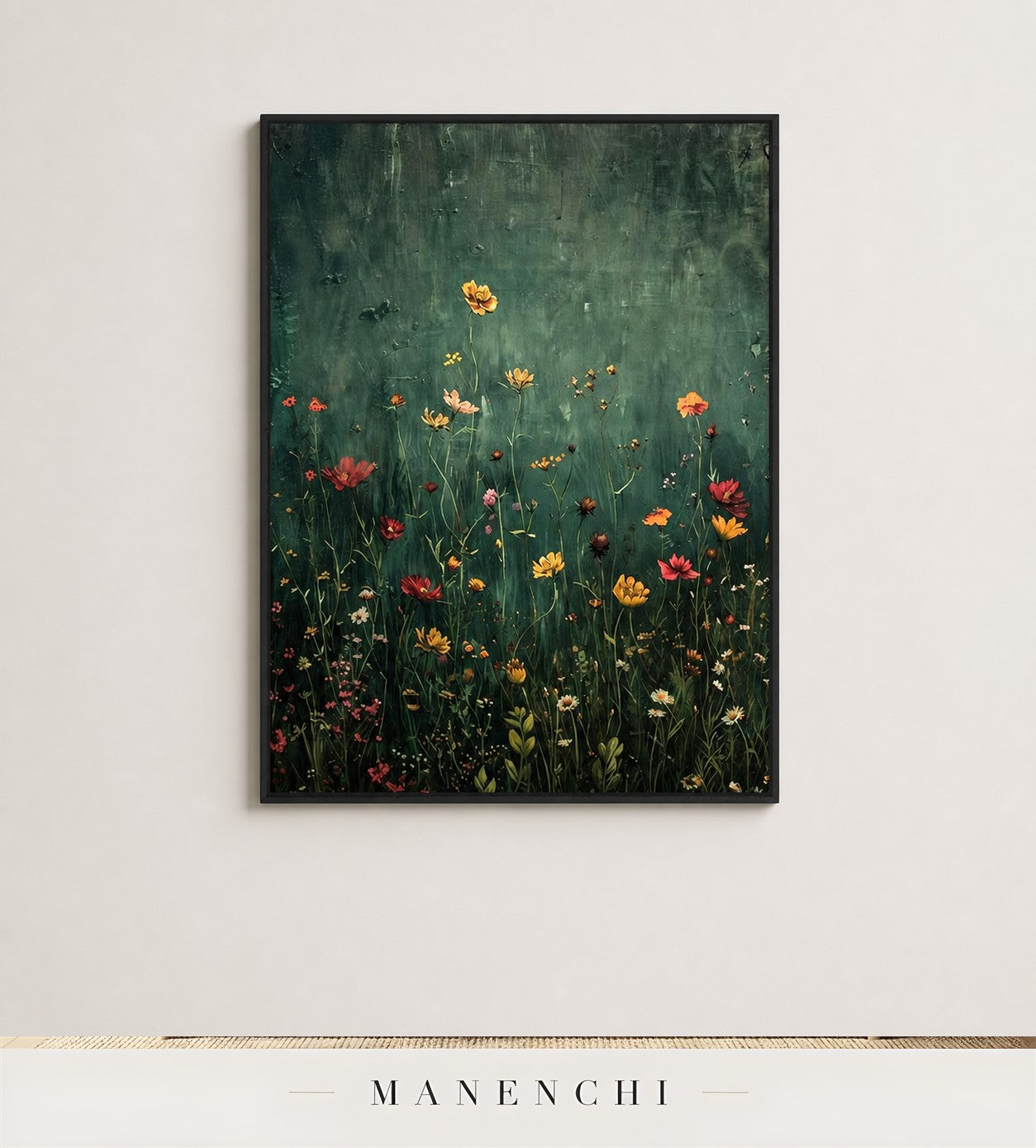 Fleur Assemblage | Floral Wall Art - original hand-painted painting by Manenchi, styled in a room setting