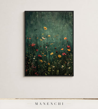 Fleur Assemblage | Floral Wall Art - original hand-painted painting by Manenchi, styled in a room setting