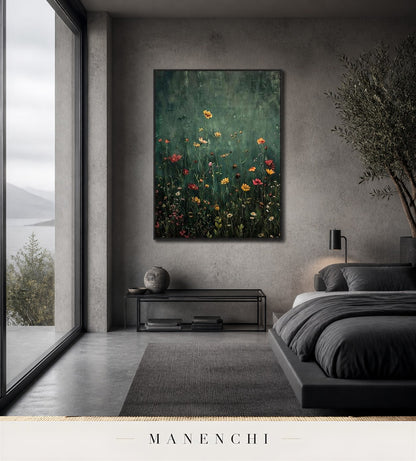 Fleur Assemblage | Floral Wall Art - original hand-painted painting by Manenchi, styled in a room setting