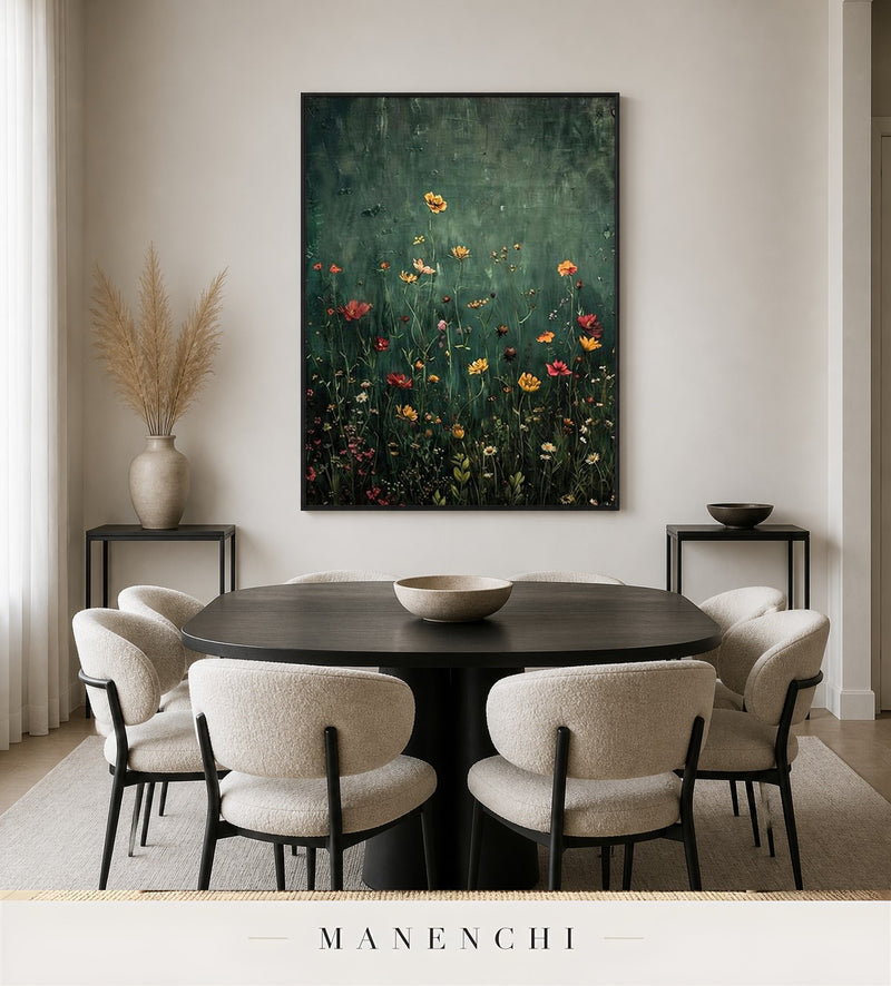 Fleur Assemblage | Floral Wall Art - original hand-painted painting by Manenchi, styled in a room setting