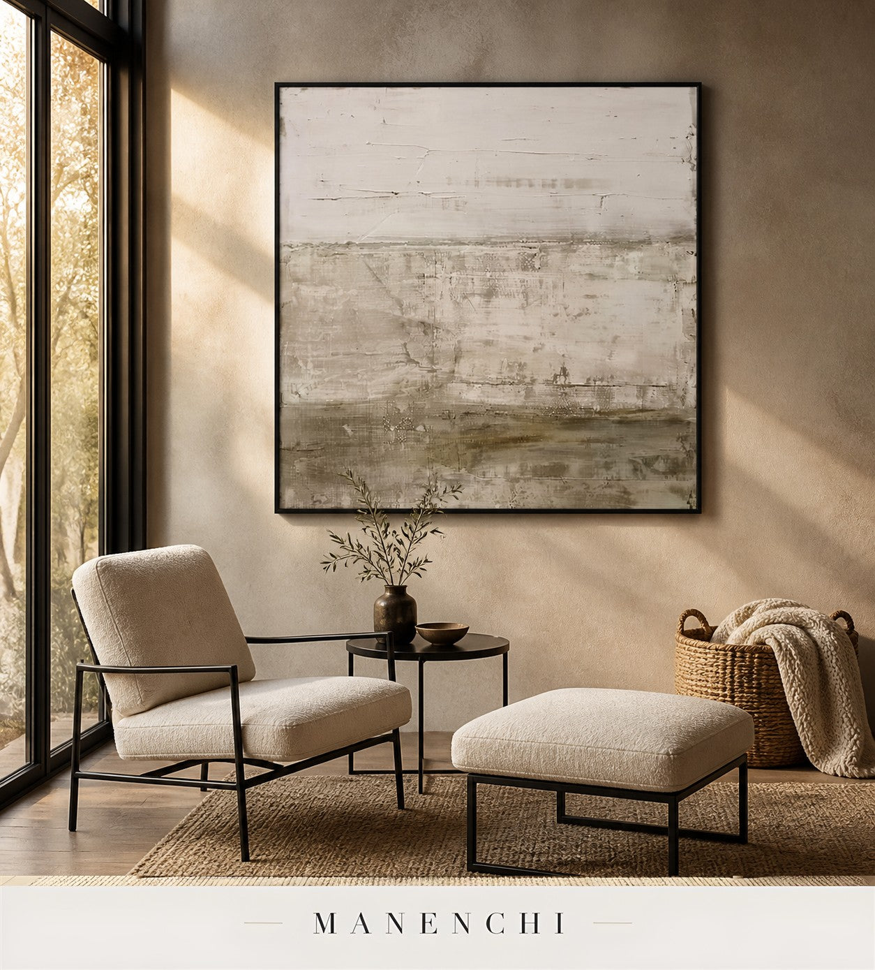 Grooved Course | Contemporary Wall Art - original hand-painted painting by Manenchi, styled in a room setting
