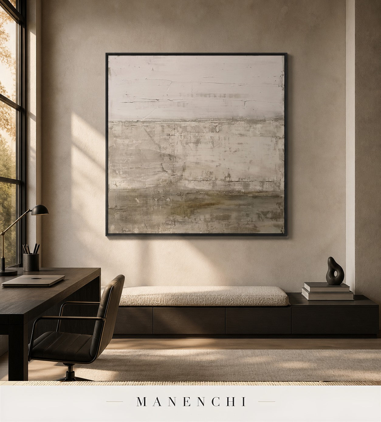 Grooved Course | Contemporary Wall Art - original hand-painted painting by Manenchi, styled in a room setting
