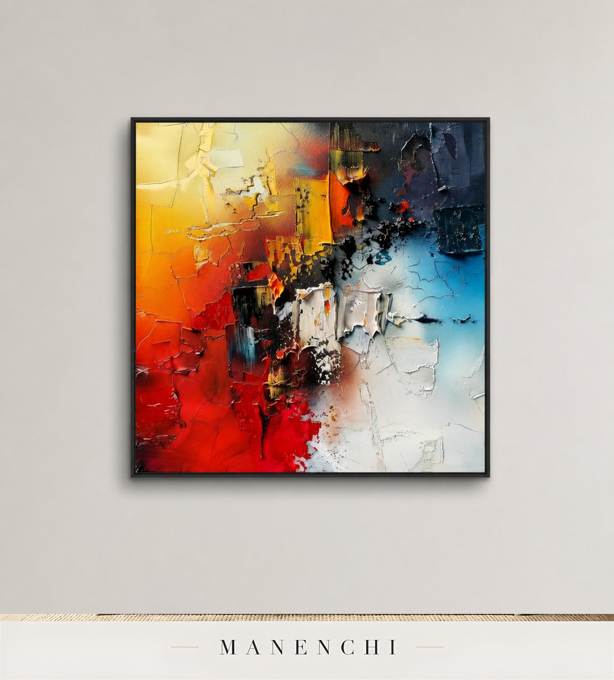 Thickened Light | Contemporary Wall Art - original hand-painted painting by Manenchi, styled in a room setting