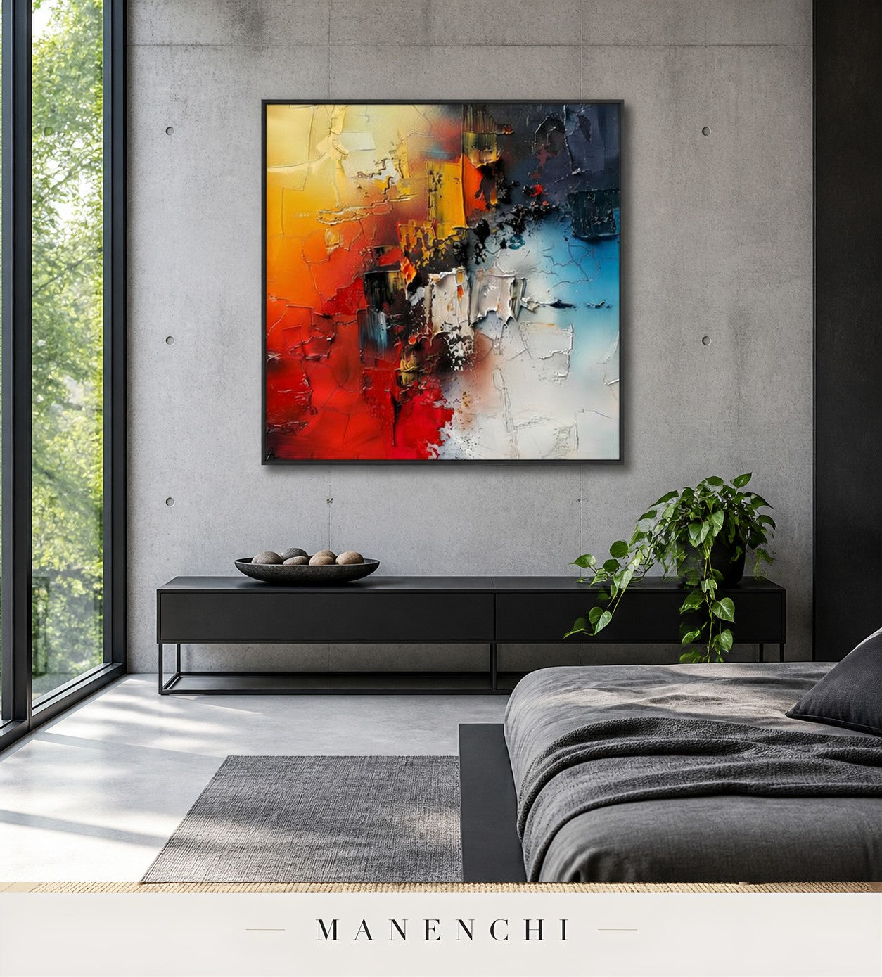 Thickened Light | Contemporary Wall Art - original hand-painted painting by Manenchi, styled in a room setting