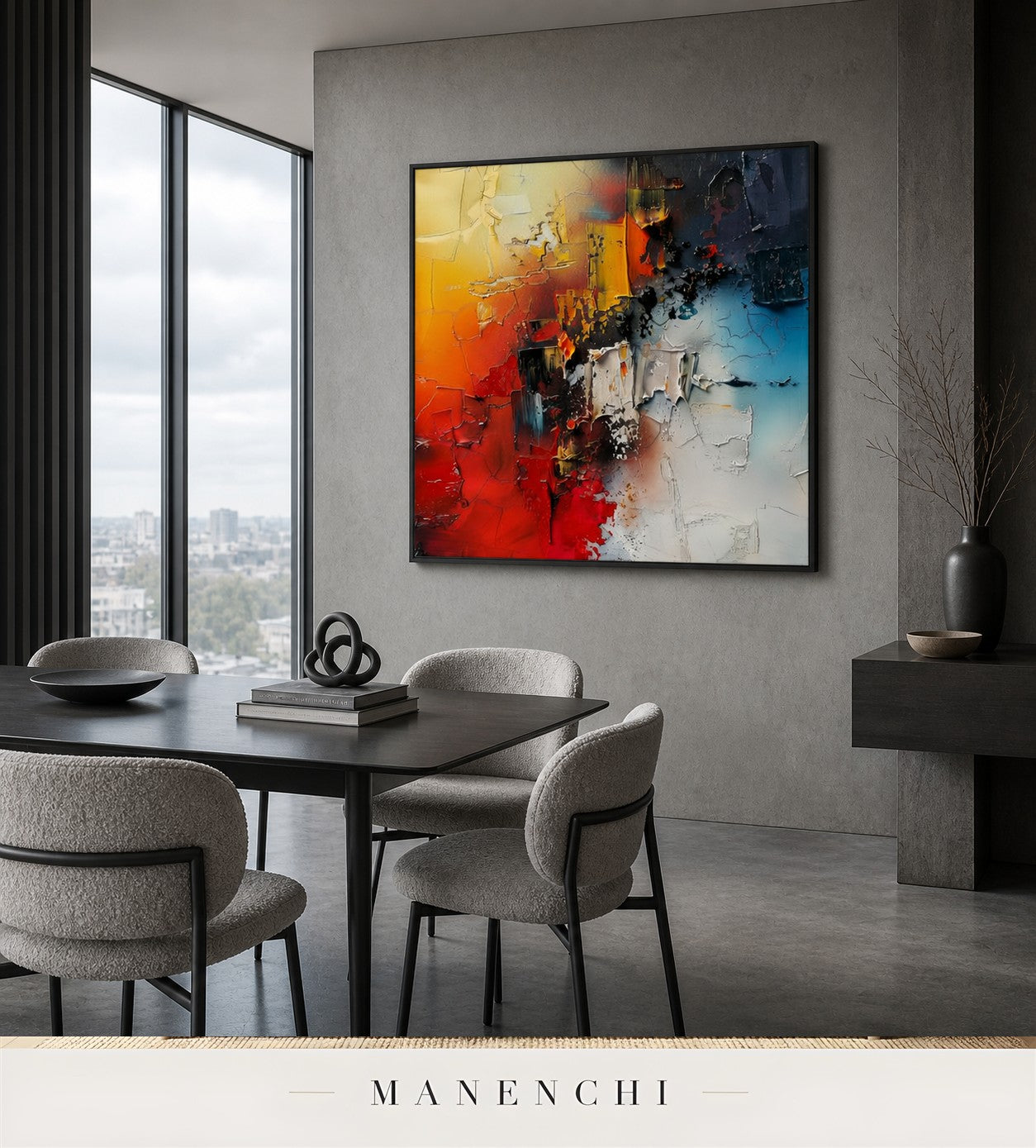 Thickened Light | Contemporary Wall Art - original hand-painted painting by Manenchi, styled in a room setting