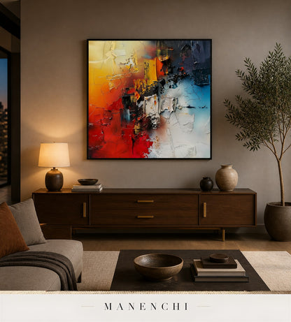Thickened Light | Contemporary Wall Art - original hand-painted painting by Manenchi, styled in a room setting