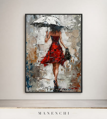 Vermilion Body | Contemporary Wall Art - original hand-painted painting by Manenchi, styled in a room setting