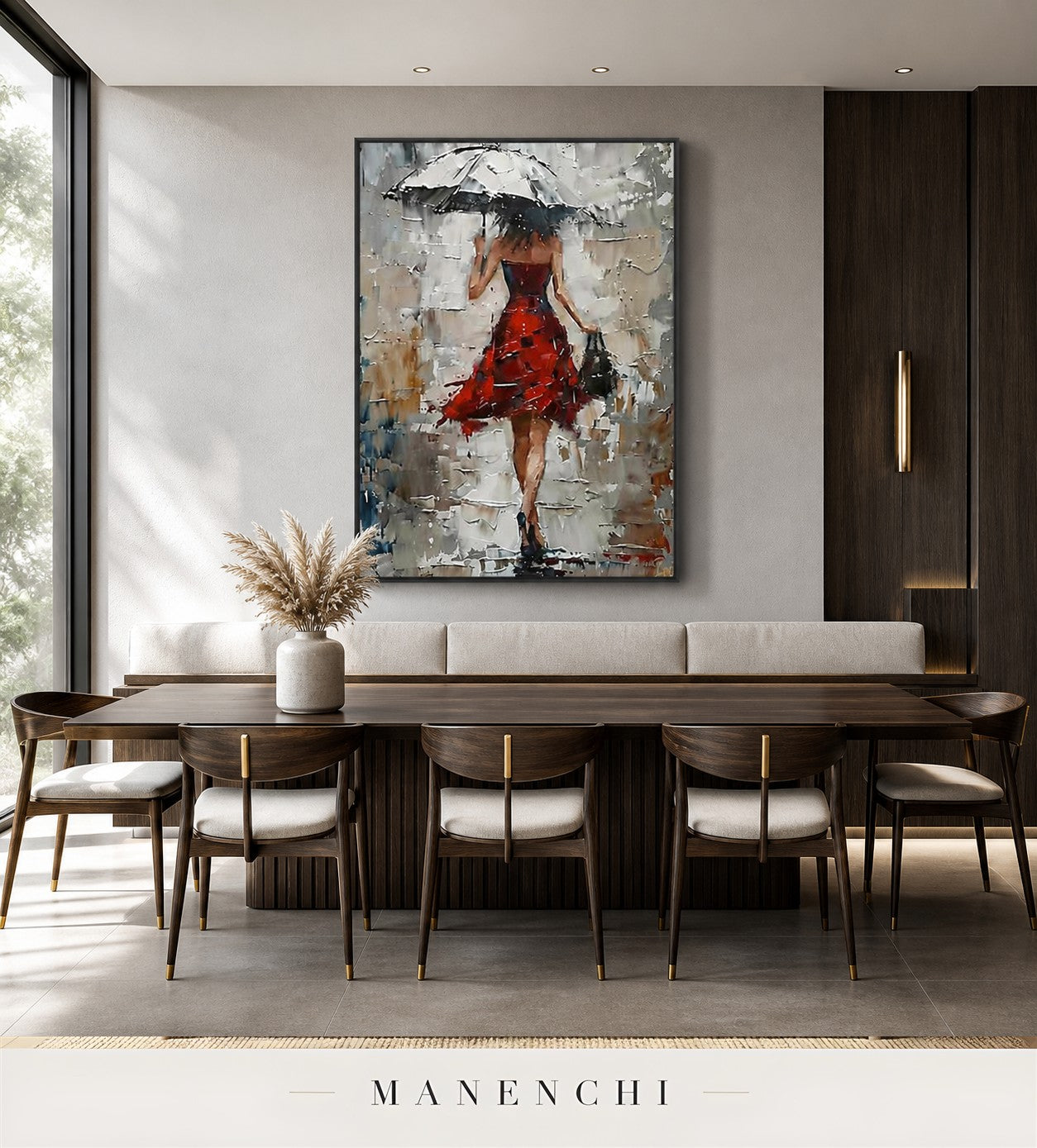 Vermilion Body | Contemporary Wall Art - original hand-painted painting by Manenchi, styled in a room setting