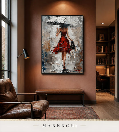 Vermilion Body | Contemporary Wall Art - original hand-painted painting by Manenchi, styled in a room setting