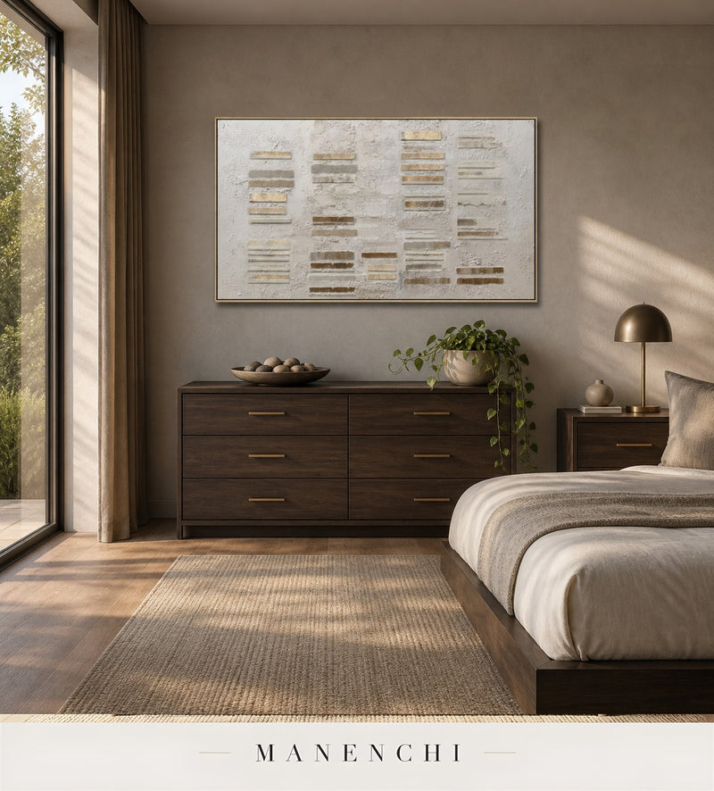 Chalked Matrix | Contemporary Wall Art - original hand-painted painting by Manenchi, styled in a room setting