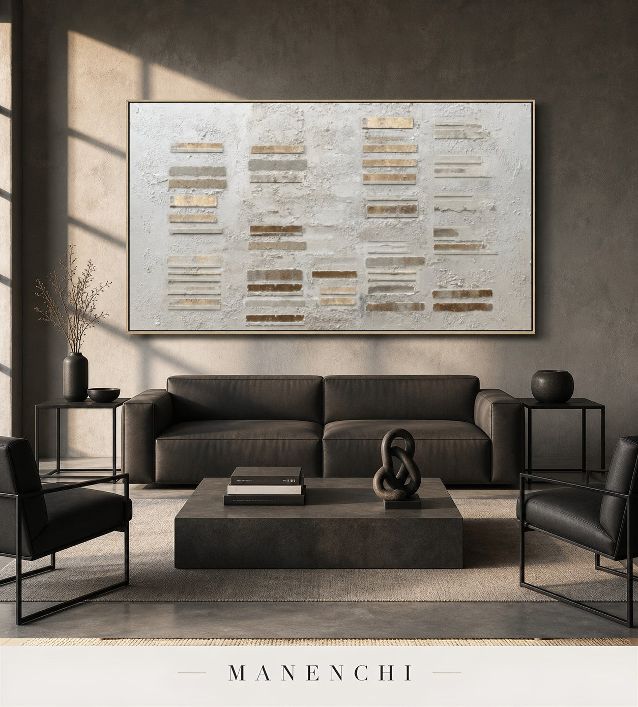 Chalked Matrix | Contemporary Wall Art - original hand-painted painting by Manenchi, styled in a room setting