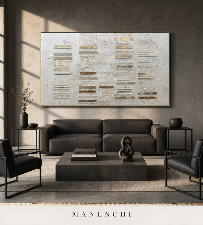 Chalked Matrix | Contemporary Wall Art - original hand-painted painting by Manenchi, styled in a room setting