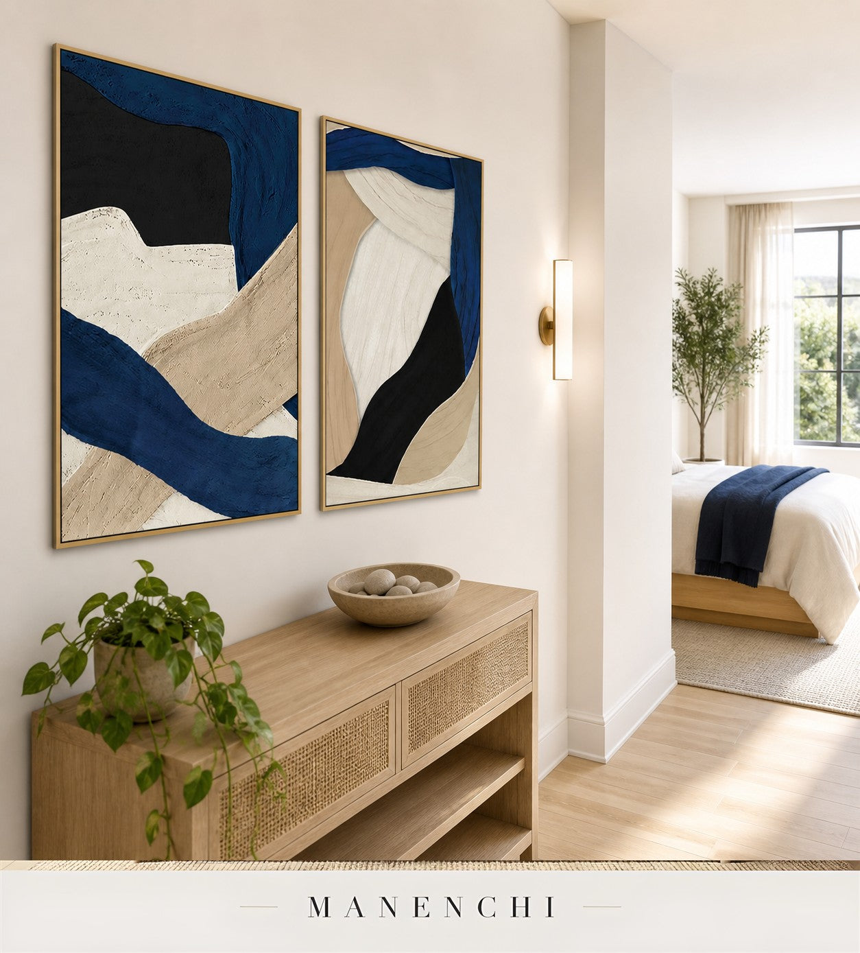 Chalked Elevation | Contemporary Wall Art - original hand-painted painting by Manenchi, styled in a room setting