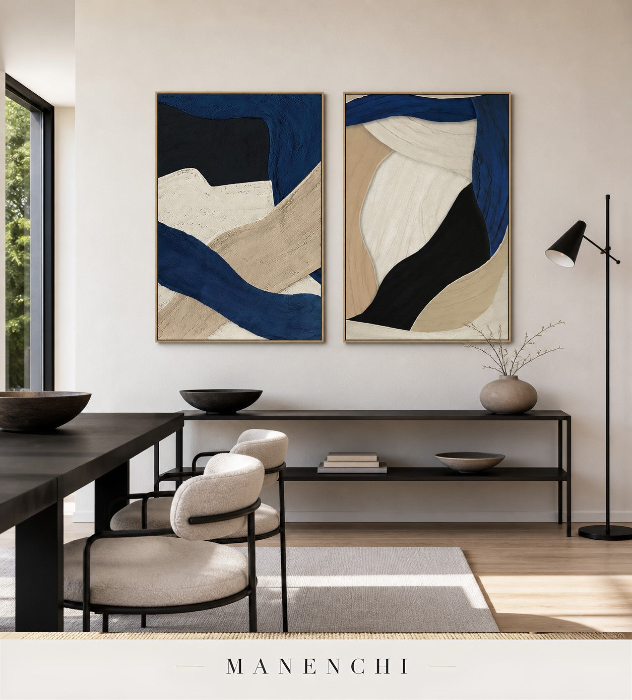 Chalked Elevation | Contemporary Wall Art - original hand-painted painting by Manenchi, styled in a room setting