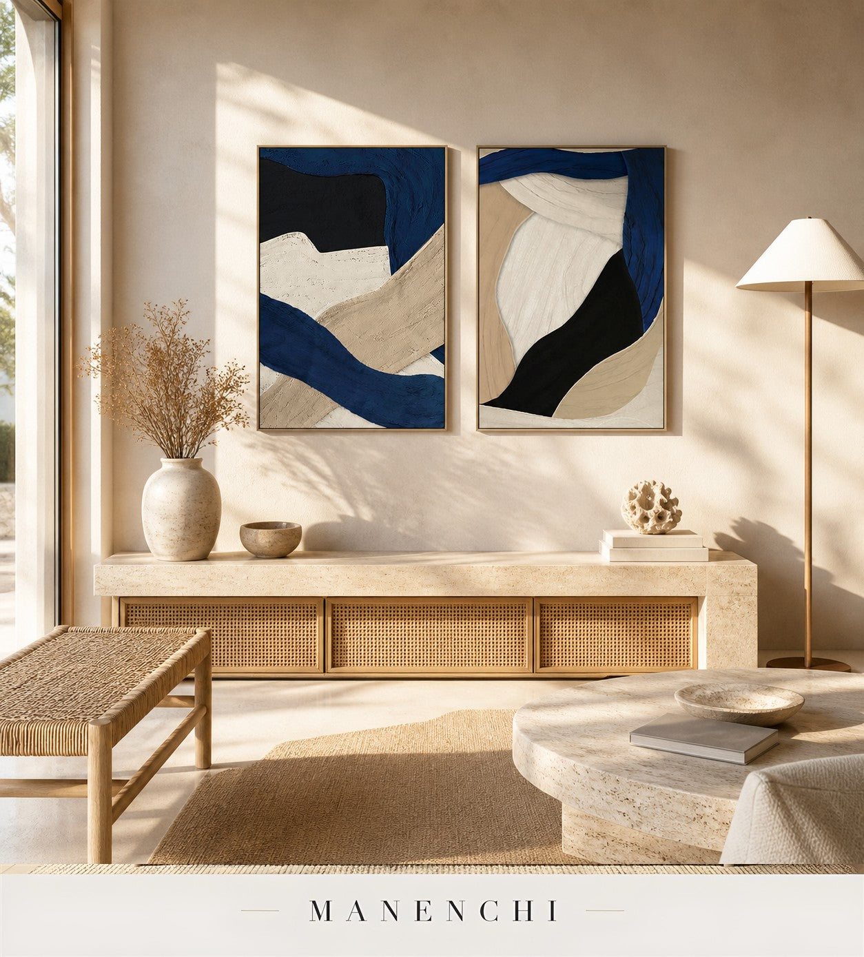 Chalked Elevation | Contemporary Wall Art - original hand-painted painting by Manenchi, styled in a room setting
