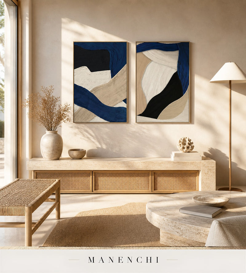 Chalked Elevation | Contemporary Wall Art - original hand-painted painting by Manenchi, styled in a room setting